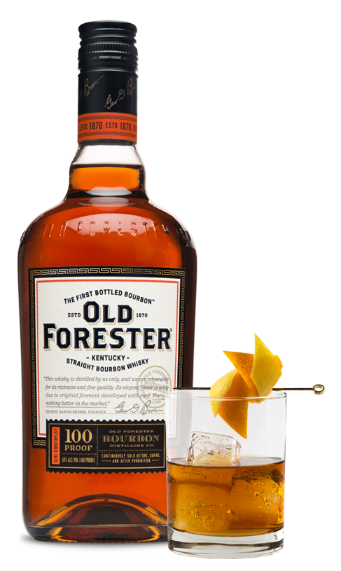 Photo of Old Forester 100 Proof and cocktail glass