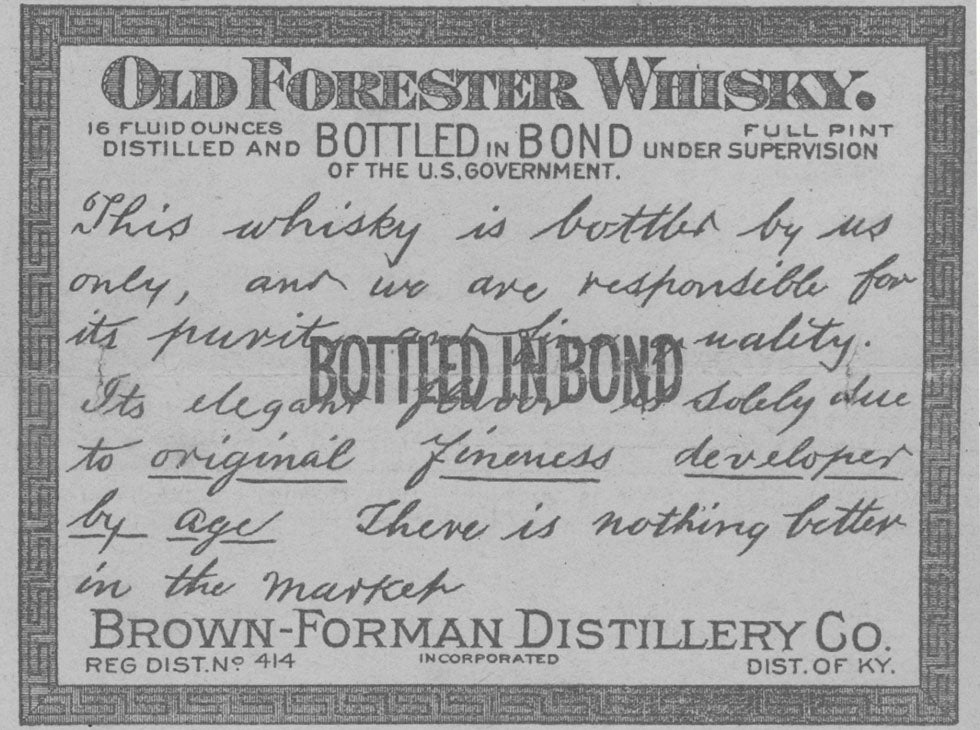 Old Forester Whisky label photo
