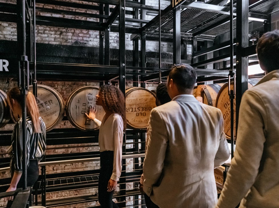 Old Forester barrels during tour