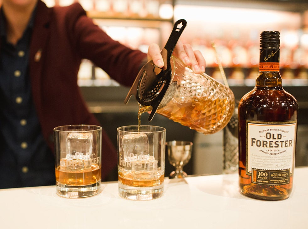 Old Forester cocktails served by bartender