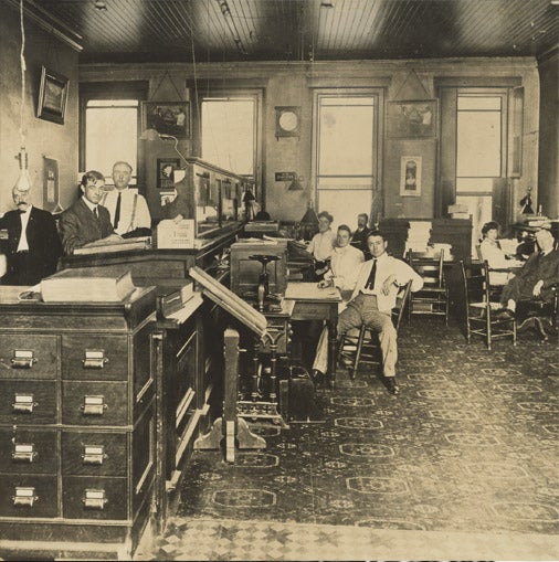 photo of office interior turn of century